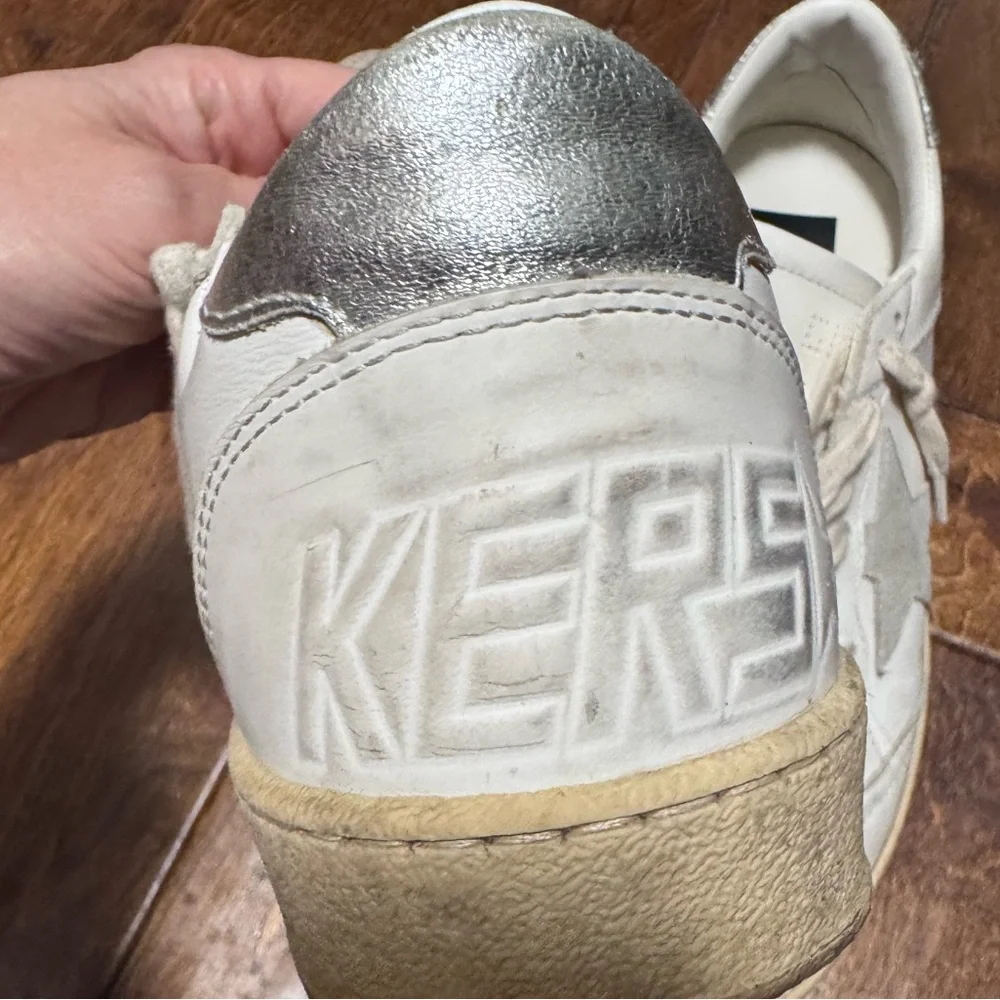 Golden Goose Ball Star Sneakers in Cream and White - Picture 5 of 7